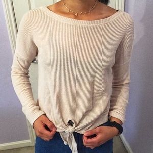 Abercrombie ribbed tie front top